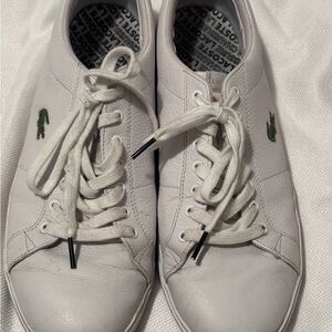Lacoste White Leather Sneakers with Classic Green Crocodile